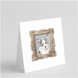5 x 5 in. Unisex Corgi Merle Front View Square Greeting Cards & Envelopes, Multi Color - Pack of 8