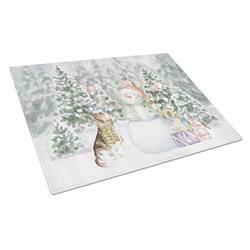 CK8041LCB 15 x 12 in. Unisex Beagle Tricolor Side View with Christmas Presents Glass Cutting Board, Multi Color - Large