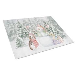 CK8042LCB 15 x 12 in. Unisex Beagle Tricolor with Christmas Presents Glass Cutting Board, Multi Color - Large