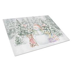 CK8049LCB 15 x 12 in. Unisex Dachshund Dappled with Christmas Presents Glass Cutting Board, Multi Color - Large