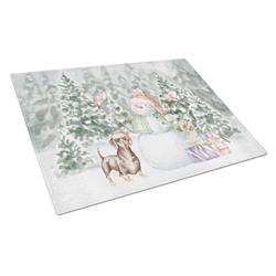 CK8052LCB 15 x 12 in. Unisex Dachshund Chocolate with Christmas Presents Glass Cutting Board, Multi Color - Large