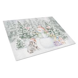 CK8060LCB 15 x 12 in. Unisex Bulldog Puppy Chocolate with Christmas Presents Glass Cutting Board, Multi Color - Large