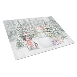 CK8063LCB 15 x 12 in. Unisex Cocker Spaniel Black & White with Christmas Presents Glass Cutting Board, Multi Color - Large
