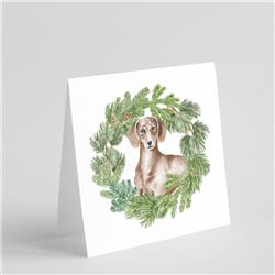 CK8829GC55 5 x 5 in. Unisex Dachshund Red with Christmas Wreath Square Greeting Cards & Envelopes, Multi Color - Pack of 8