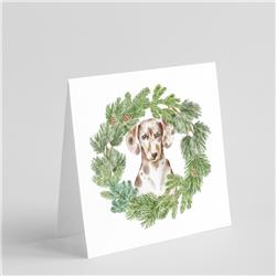 CK8833GC55 5 x 5 in. Unisex Dachshund Dappled with Christmas Wreath Square Greeting Cards & Envelopes, Multi Color - Pack of 8