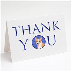 CK9049GCA7P 5 x 7 in. Unisex Pembroke Corgi Red & White Thank You Greeting Cards & Envelopes, Multi Color - Pack of 8