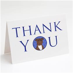5 x 7 in. Unisex Pit Bull Chocolate Thank You Greeting Cards & Envelopes, Multi Color - Pack of 8