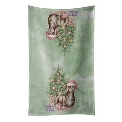 25 x 15 in. Unisex Christmas Dachshund Chocolate Tan Kitchen Towel, Multi Color