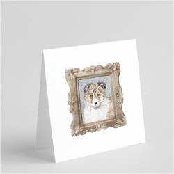 5 x 5 in. Unisex Sheltie Sable Puppy 3 Square Greeting Cards & Envelopes, Multi Color - Pack of 8