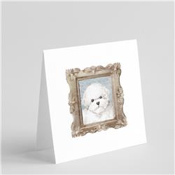 5 x 5 in. Unisex Bichon Fris Front View Square Greeting Cards & Envelopes, Multi Color - Pack of 8