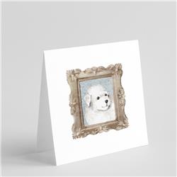 CK8538GC55 5 x 5 in. Unisex Bichon Fris Puppy Side View Square Greeting Cards & Envelopes, Multi Color - Pack of 8