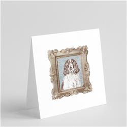 5 x 5 in. Unisex English Springer Spaniel Liver White Front View Square Greeting Cards & Envelopes, Multi Color - Pack of 8
