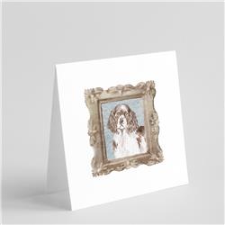 5 x 5 in. Unisex English Springer Spaniel Liver White Front View 2 Square Greeting Cards & Envelopes, Multi Color - Pack of 8