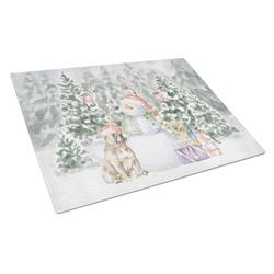 CK8030LCB 15 x 12 in. Unisex French Bulldog Fawn with Christmas Presents Glass Cutting Board, Multi Color - Large