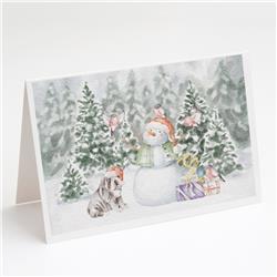 CK8060GCA7P 5 x 7 in. Unisex Bulldog Puppy Chocolate with Christmas Presents Greeting Cards & Envelopes, Multi Color - Pack of 8