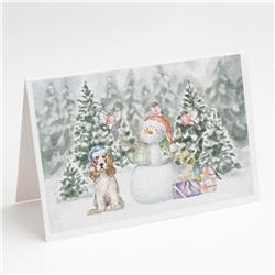 CK8062GCA7P 5 x 7 in. Unisex Cocker Spaniel Red & White with Christmas Presents Greeting Cards & Envelopes, Multi Color - Pack of 8