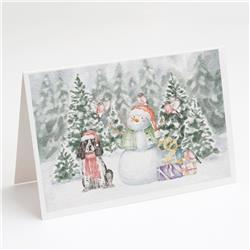 5 x 7 in. Unisex Cocker Spaniel Black & White with Christmas Presents Greeting Cards & Envelopes, Multi Color - Pack of 8
