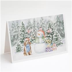 CK8065GCA7P 5 x 7 in. Unisex Cocker Spaniel Golden with Christmas Presents Greeting Cards & Envelopes, Multi Color - Pack of 8
