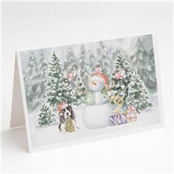 CK8066GCA7P 5 x 7 in. Unisex Basset Hound Puppy Tricolor with Christmas Presents Greeting Cards & Envelopes, Multi Color - Pack of 8