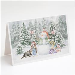 CK8067GCA7P 5 x 7 in. Unisex Basset Hound Tricolor with Christmas Presents Greeting Cards & Envelopes, Multi Color - Pack of 8