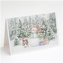 CK8068GCA7P 5 x 7 in. Unisex Basset Hound Puppy Brown & White with Christmas Presents Greeting Cards & Envelopes, Multi Color - Pack of 8