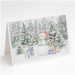 CK8071GCA7P 5 x 7 in. Unisex Jack Russell Terrier Wirehaired with Christmas Presents Greeting Cards & Envelopes, Multi Color - Pack of 8