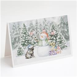 CK8075GCA7P 5 x 7 in. Unisex Pug Puppy Black with Christmas Presents Greeting Cards & Envelopes, Multi Color - Pack of 8