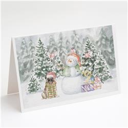 CK8077GCA7P 5 x 7 in. Unisex Pug Fawn Smiling with Christmas Presents Greeting Cards & Envelopes, Multi Color - Pack of 8