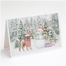 CK8086GCA7P 5 x 7 in. Unisex Boxer Fawn Puppy with Christmas Presents Greeting Cards & Envelopes, Multi Color - Pack of 8