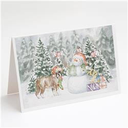 CK8088GCA7P 5 x 7 in. Unisex Boxer Fawn Puppy Standing with Christmas Presents Greeting Cards & Envelopes, Multi Color - Pack of 8