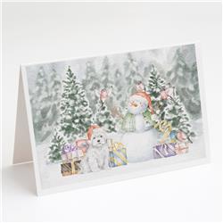 CK8089GCA7P 5 x 7 in. Unisex West Highland White Terrier with Christmas Presents Greeting Cards & Envelopes, Multi Color - Pack of 8