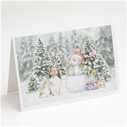 CK8091GCA7P 5 x 7 in. Unisex Sheltie & Shetland Sheepdog Sable with Christmas Presents Greeting Cards & Envelopes, Multi Color - Pack of 8