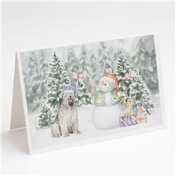 CK8095GCA7P 5 x 7 in. Unisex Briard Smiling with Christmas Presents Greeting Cards & Envelopes, Multi Color - Pack of 8