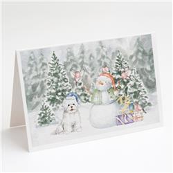 CK8096GCA7P 5 x 7 in. Unisex Bichon Frise with Christmas Presents Greeting Cards & Envelopes, Multi Color - Pack of 8