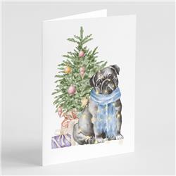 CK8229GCA7P 5 x 7 in. Unisex Christmas Black Pug Greeting Cards & Envelopes, Multi Color - Pack of 8