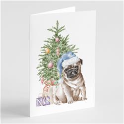 CK8230GCA7P 5 x 7 in. Unisex Christmas Fawn Pug Puppy Greeting Cards & Envelopes, Multi Color - Pack of 8