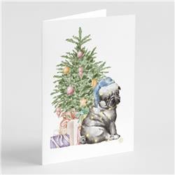 CK8231GCA7P 5 x 7 in. Unisex Christmas Black Pug Puppy Greeting Cards & Envelopes, Multi Color - Pack of 8