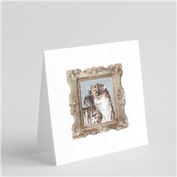 5 x 5 in. Unisex Boxer Brindle Side View Square Greeting Cards & Envelopes, Multi Color - Pack of 8