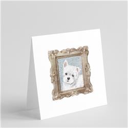CK8496GC55 5 x 5 in. Unisex West Highland White Terrier Puppy 2 Square Greeting Cards & Envelopes, Multi Color - Pack of 8