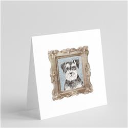 5 x 5 in. Unisex Schnauzer Grey Front View Square Greeting Cards & Envelopes, Multi Color - Pack of 8