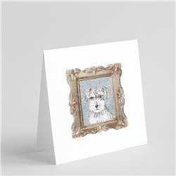 5 x 5 in. Unisex Schnauzer Silver Puppy Square Greeting Cards & Envelopes, Multi Color - Pack of 8
