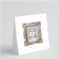 5 x 5 in. Unisex Schnauzer Silver Front View Square Greeting Cards & Envelopes, Multi Color - Pack of 8