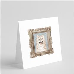 5 x 5 in. Unisex Shiba Inu Red Front View 2 Square Greeting Cards & Envelopes, Multi Color - Pack of 8