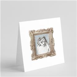 5 x 5 in. Unisex Sheltie Bi-Blue Merle Square Greeting Cards & Envelopes, Multi Color - Pack of 8