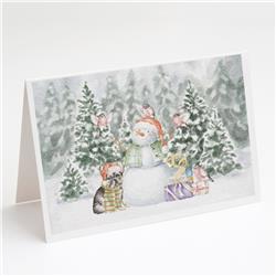CK8031GCA7P 5 x 7 in. Unisex French Bulldog Brindle with Christmas Presents Greeting Cards & Envelopes, Multi Color - Pack of 8