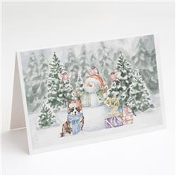 CK8035GCA7P 5 x 7 in. Unisex Corgi Blue Merle & Tan Points with Christmas Presents Greeting Cards & Envelopes, Multi Color - Pack of 8