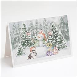 CK8036GCA7P 5 x 7 in. Unisex Corgi Puppy Black & Tan Points with Christmas Presents Greeting Cards & Envelopes, Multi Color - Pack of 8