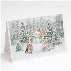 CK8037GCA7P 5 x 7 in. Unisex Bull Terrier Black & White with Christmas Presents Greeting Cards & Envelopes, Multi Color - Pack of 8