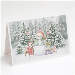 CK8038GCA7P 5 x 7 in. Unisex Bull Terrier Tan & White with Christmas Presents Greeting Cards & Envelopes, Multi Color - Pack of 8