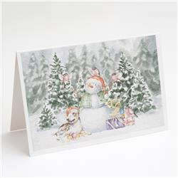 CK8040GCA7P 5 x 7 in. Unisex Bull Terrier Brindle & White with Christmas Presents Greeting Cards & Envelopes, Multi Color - Pack of 8